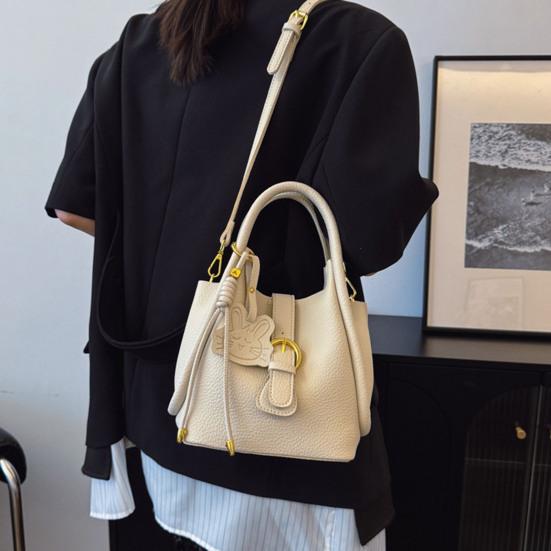 Women's Small Shoulder Bag Faux Leather Crossbody Bag with Makeup Bag Bucket Bag with Adjustable Shoulder Strap for Travel Work Parties