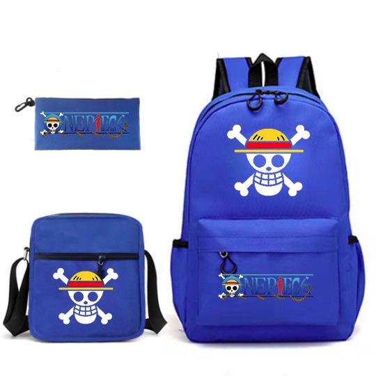 Riman One Piece Backpack 3-Piece Set, Boys And Girls Laptop, Youth Schoolbag, Messenger Bag, Pencil Bag.