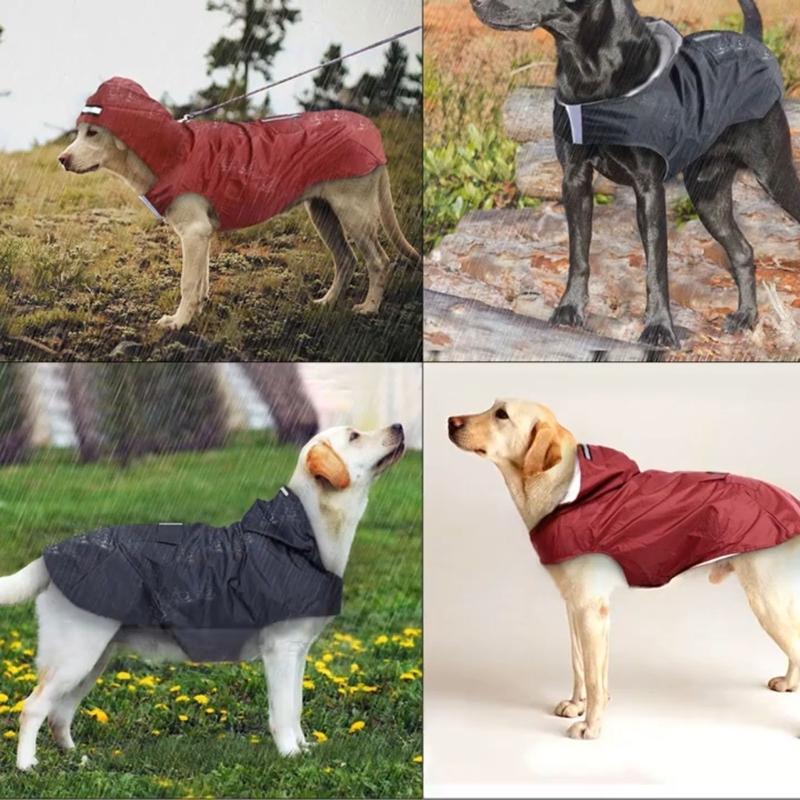 Dog Raincoat Lightweight Waterproof Large Pet Dog Rain Jackets with Hood Reflective Strip Safety for Dog