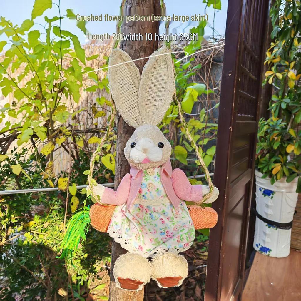 Handgefertigter Strohflecht-Kaninchenschmuck - Niedlicher Mori-Stil für Weihnachten & Ostern