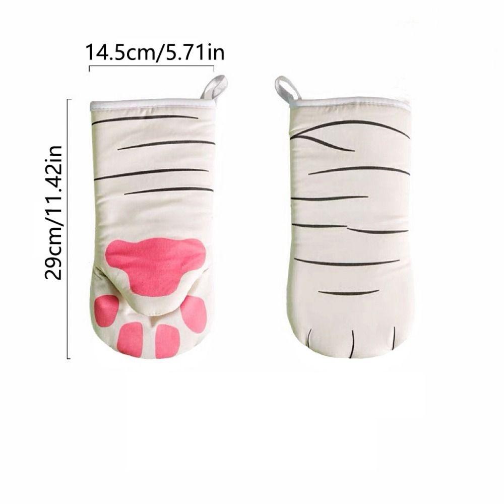 Heat Resistant Cartoon Baking Gloves Non-Slip Kitchen Handschoen Cat Paws Oven Mitts  Grilling