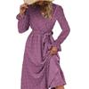 Spring Autumn Women Flowy Long Sleeve Dot Dress Wedding Party Dress