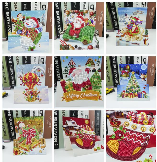 8 teile/satz Weihnachten DIY Diamant Malerei Grußkarten 5D Cartoon Postkarten Kinder Festival Stickerei Begrüßen Karten Handgemachte Geschenke