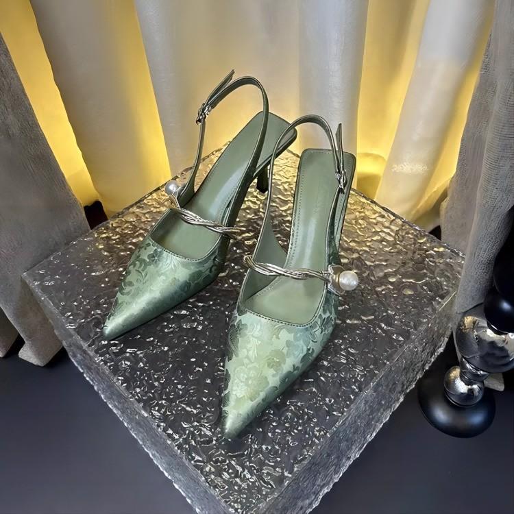 

Celebrity new Chinese style national tide style high heel sandals women s summer 2025 new retro temperament single shoes stiletto with skirt 39 зелений