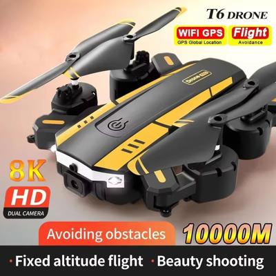 Nowy dron T6 8k profesjonalny HD podwójny aparat unikanie przeszkód fotografia lotnicza przepływ optyczny składany quadrocopter zabawka prezent 10000M