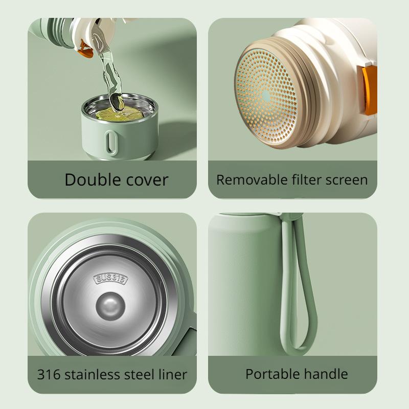550ml Smart 316 Stainless Steel Thermos Cup with Tea Cup Vacuum Flasks Home Outdoor Portable Water Cup Thermos Bottle