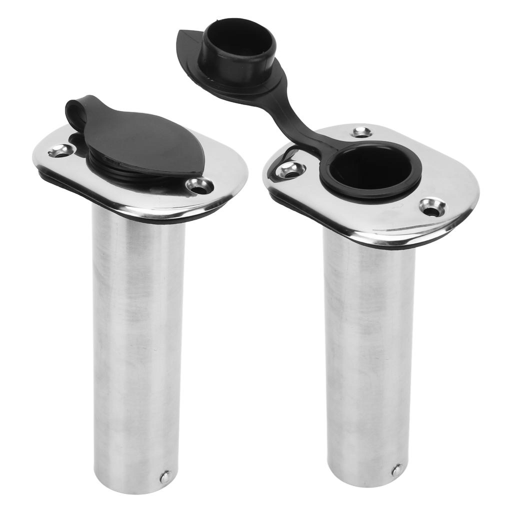2pcs Boat Fishing Rod Holder 8.5in 316 Stainless Steel UV PVC Liner 90 Degrees  Flange Flush Mount for Yacht