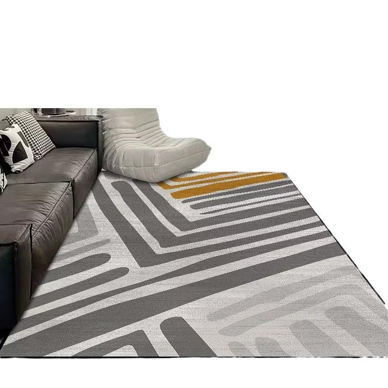 Light Luxury Abstract Living Room Crystal Velvet Carpet, Large Area Bedroom Full Of Floor Mats, Living Room Sand Coffee Table Carpet