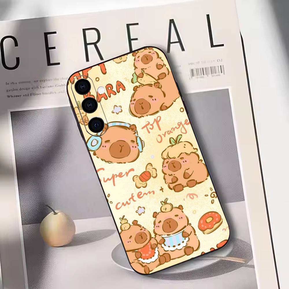 Capybara Cute Cartoon Phone Case For Samsung Galaxy A73,A72,A71,A70,A53,A52,A51,Others Soft Black Cover