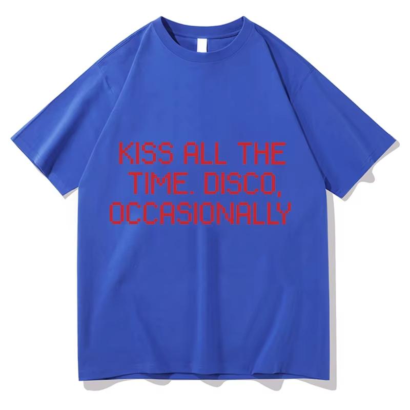 

Kiss All The Time Disco Occasionally TShirts Pure Cotton Fashion Casual Aesthetic Summer Fans Unisex T Shirts Short Sleeve Tops S