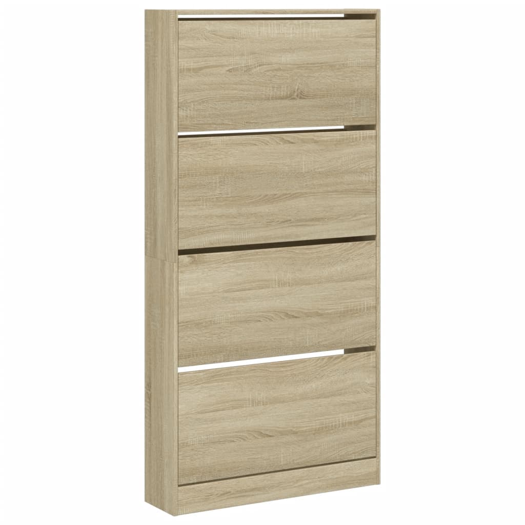 Shoe Cabinet with 4 Doors Sonoma Oak Finish 80 x 21 x 163.5 cm