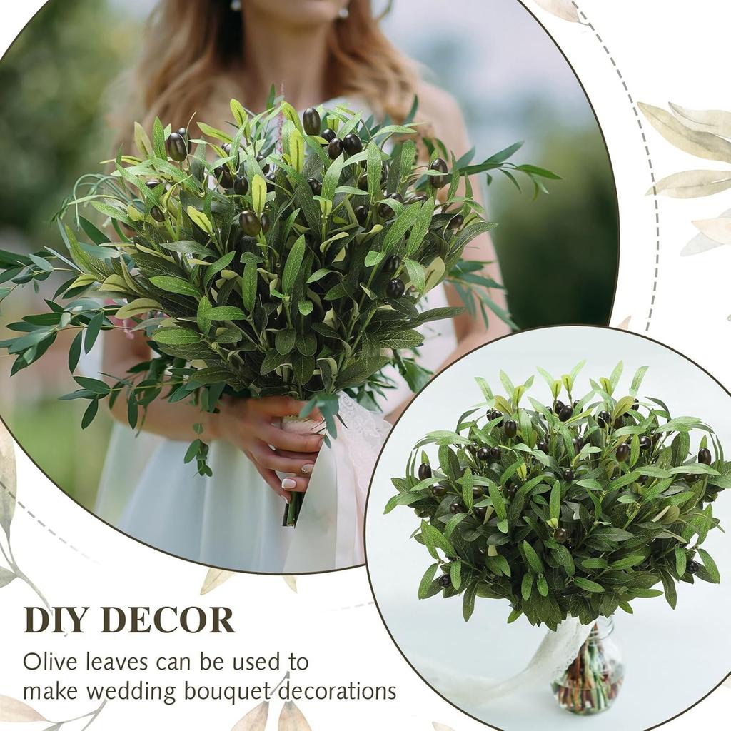 20 Pcs 18 Inch Artificial Olive Branches for Vases Fake Olive Branches Greenery Leaves for Tabletop Home Office Decoration