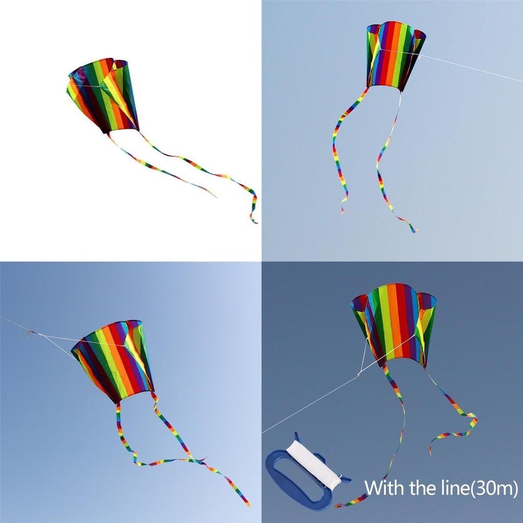 Colorful Parafoil Kite With Long 200cm Tails And 30m Flying Line For Outdoor Fun
