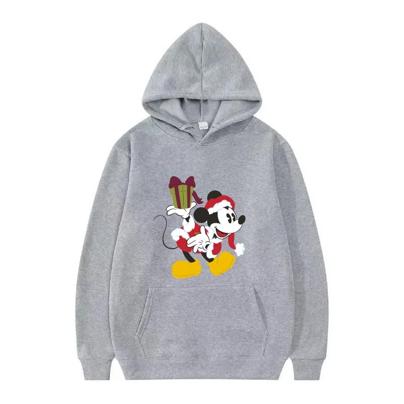 Disney Mickey Mouse Pattern Woman Fleece Sporty Loose Grey Winter Tops Clothing Pullovers Ladies Cheap Hoodies Men Sweatshirts