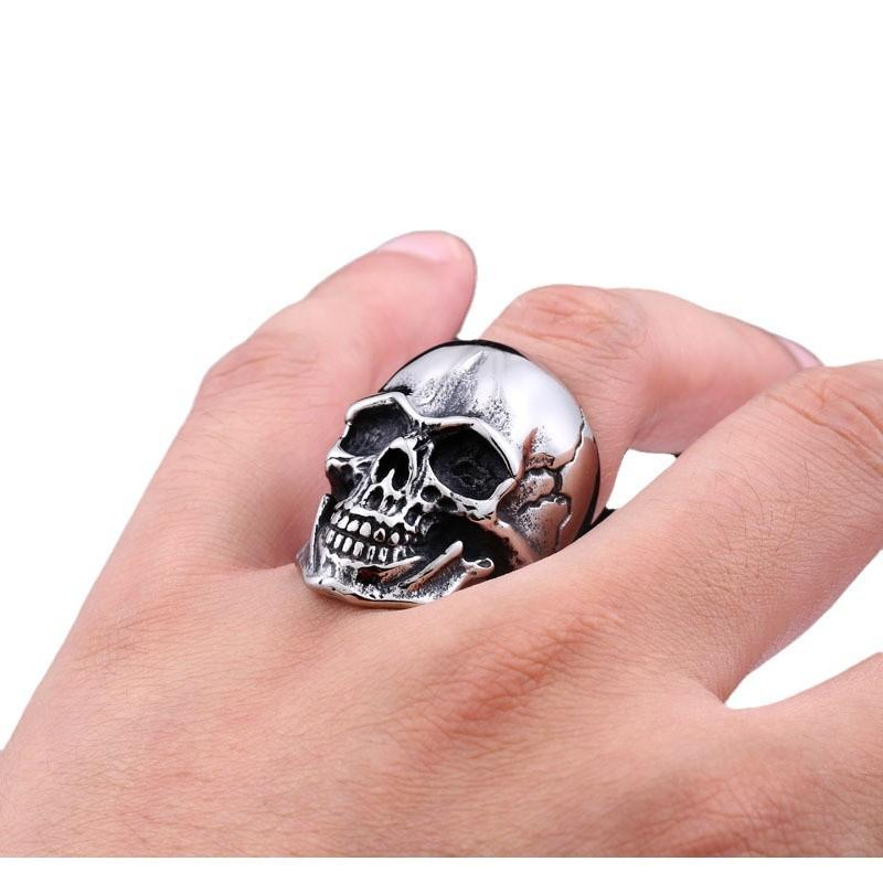 

Titanium Steel Men Ring Punk Skull Ring Tough Steel Warrior Jewelry 13