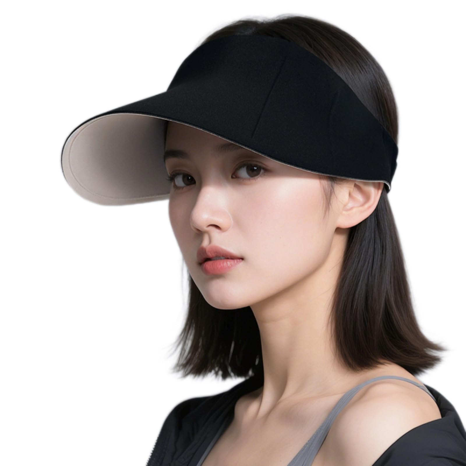 

Солнце ветер УФ солнце маленькое лицо солнцезащитный крем большой легко для путешествий [DRIONO] козырек, устойчивый, ультралегкий, двусторонняя шляпа, женская, защита, чёрный