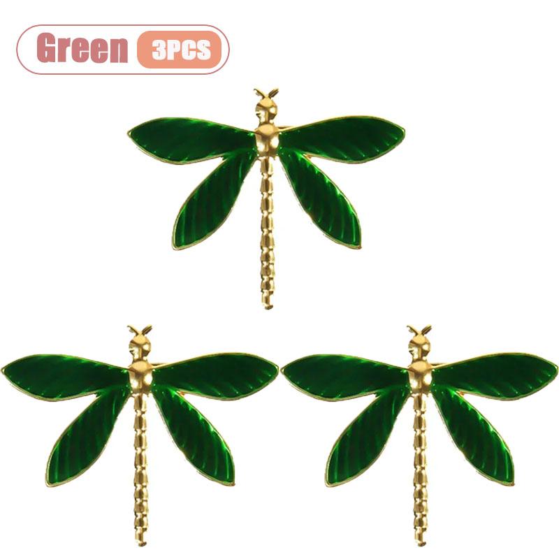 Minimalist Green Dragonfly Napkin Rings for Hotel and Restaurant Table Decor Elegant Napkin Holders for Dining Settings
