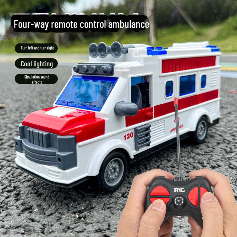 Rechargeable Wireless Remote Control Ambulance Toy with Light and Sound Effects - Perfect Birthday Gift for Boys