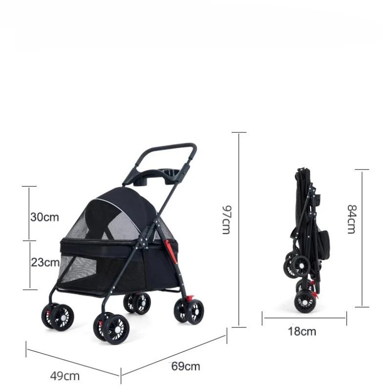 Foldable Pet Stroller for Dogs Cats Teddy Small Lightweight Travel Outdoor Carrier Pet Carrier Transporte Shopping Cart Carrier