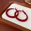 2024 Exquisite High-End Retro Silver Needle Red Heart Flower Earrings for Women