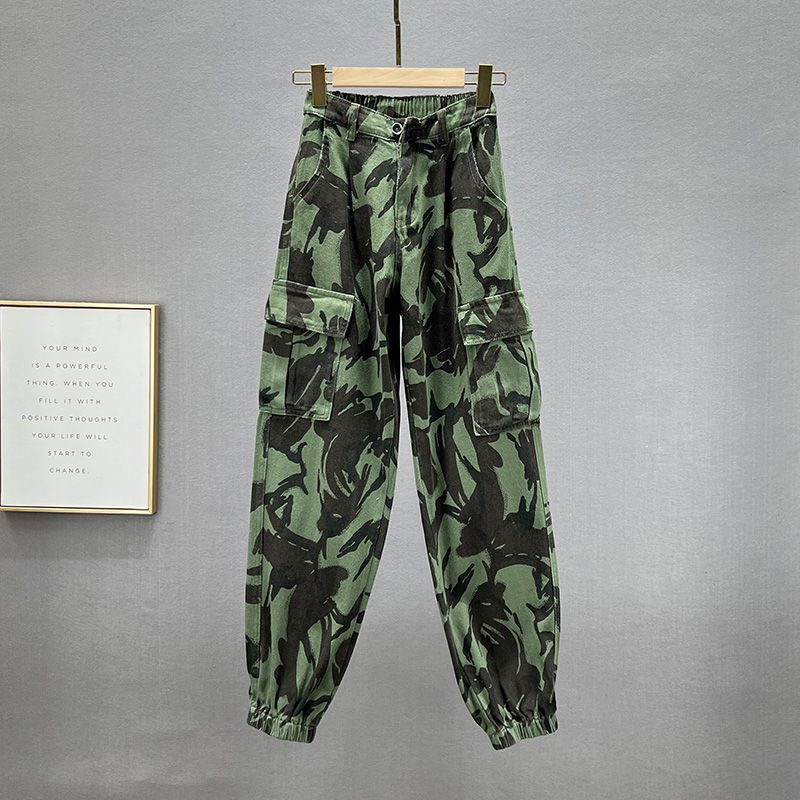

Autumn High Waist Ins European Goods Harem Trousers Parka Army Green M