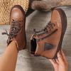 Winter New Flat Single Shoes Women's Round Head Front Strap Side Zipper Soft Sole Anti-slip Wear-resistant Short Boots