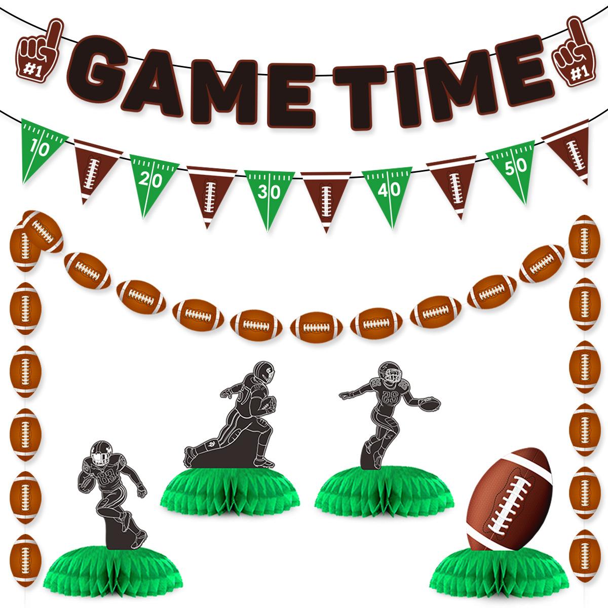 Rugby Fans Birthday Party Decoration Super Bowl La Flag Latte Cake Power Strip Set Rugby combination set 7
