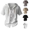 Men's Solid-Color Hooded Shirt: Cotton-Linen Casual Breathable Top for Spring/Summer