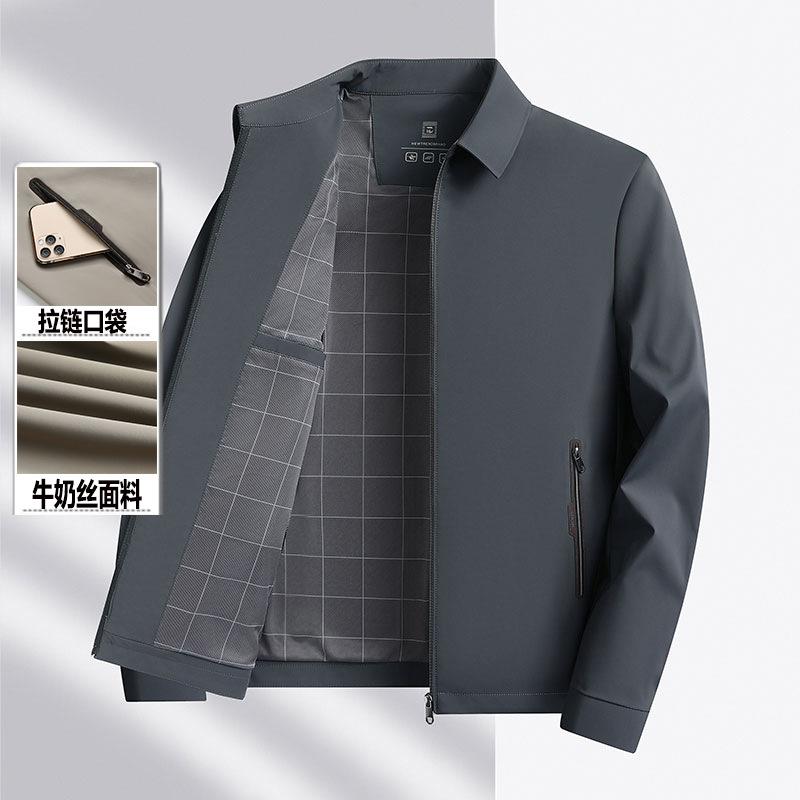 New high-quality milk silk lapel jacket executive business senior casual lapel jacket dad jacket