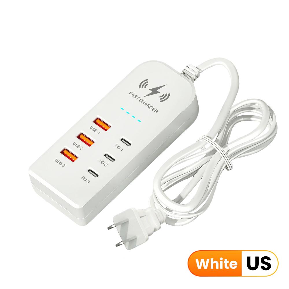 6 in 1 USB Charger PD Type C Fast Charging Wall Charger Multiport USB TypeC Hub Adapter EU/US Plug Quick Charger Expander Socket