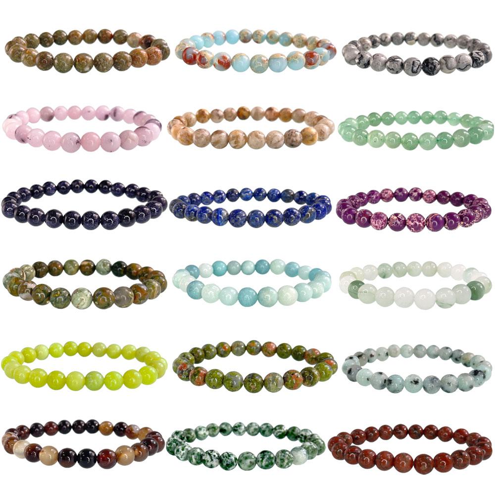 Wholesale 8 Mm Charm Beaded Bracelet Natural Stone Bracelet Crystal Bracelet Natural Stone Beaded Bracelet