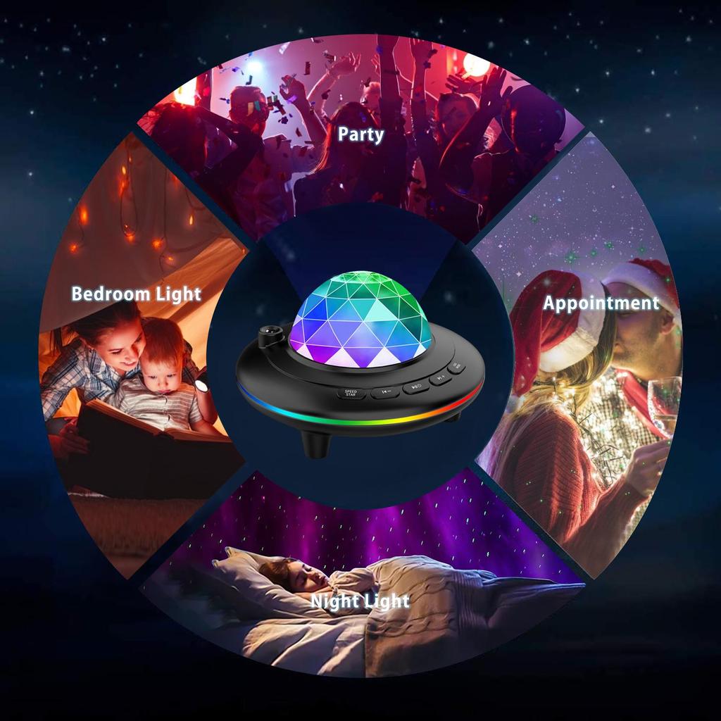 VAORLO RGB Starry Sky Projector Night Lamp Romantic Colorful Nightlight Wireless Blueteeth Speaker Player For Child Birthday Christmas Holiday Gifts