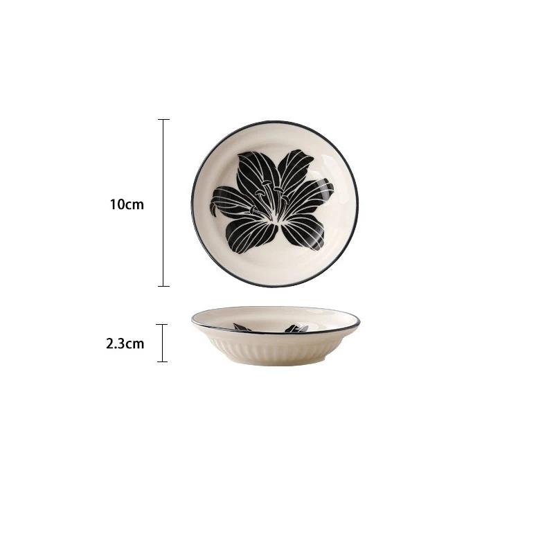 French Style Lily Ceramic Plate Creative Delicious Dishes Deep Plate High End Household Soup Bowl Fish Plate Exquisite Tableware