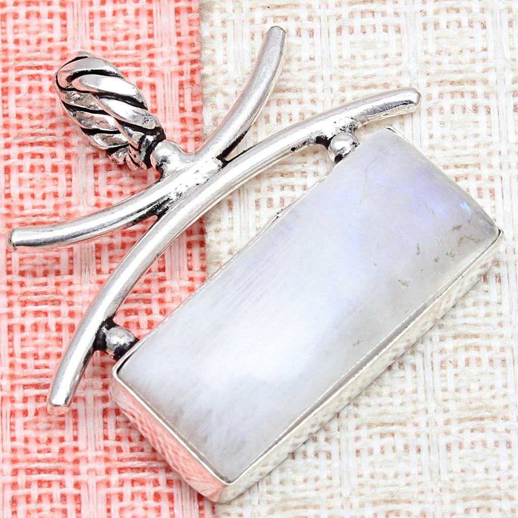 Moonstone Gemstone Handmade Women's Unisex Silver Jewelry Pendant 1.5