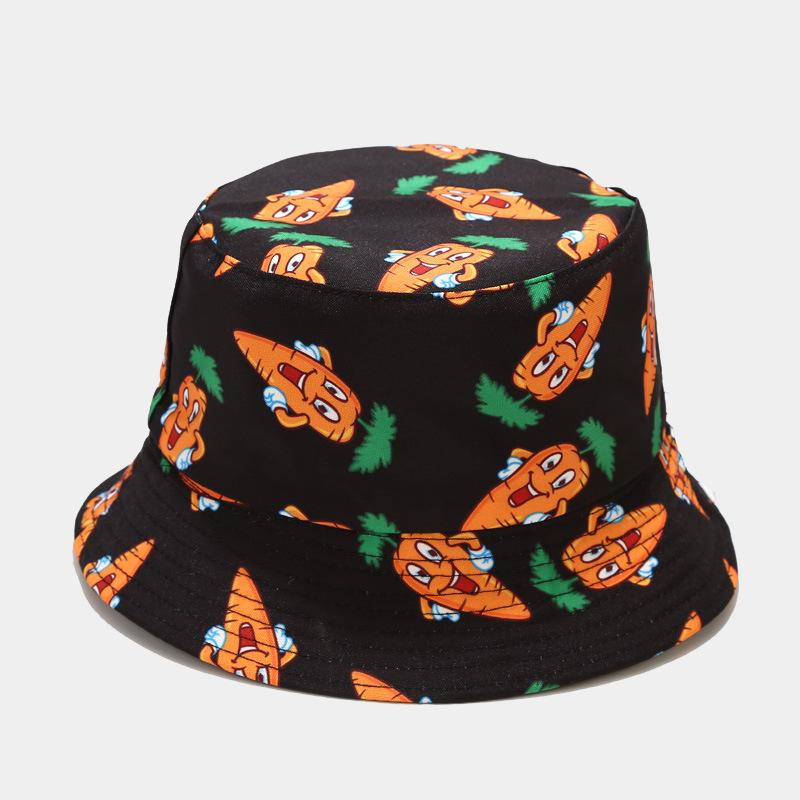 Sombrero de pescador con estampado creativo de vegetales para mujer, sombrero para el sol para exteriores, de verano, versátil