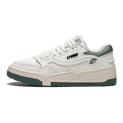 Li Ning 001 BTC Slijtvast Ademend Lage top Skateboard Schoenen Dames Wit Groen AGCT008-1
