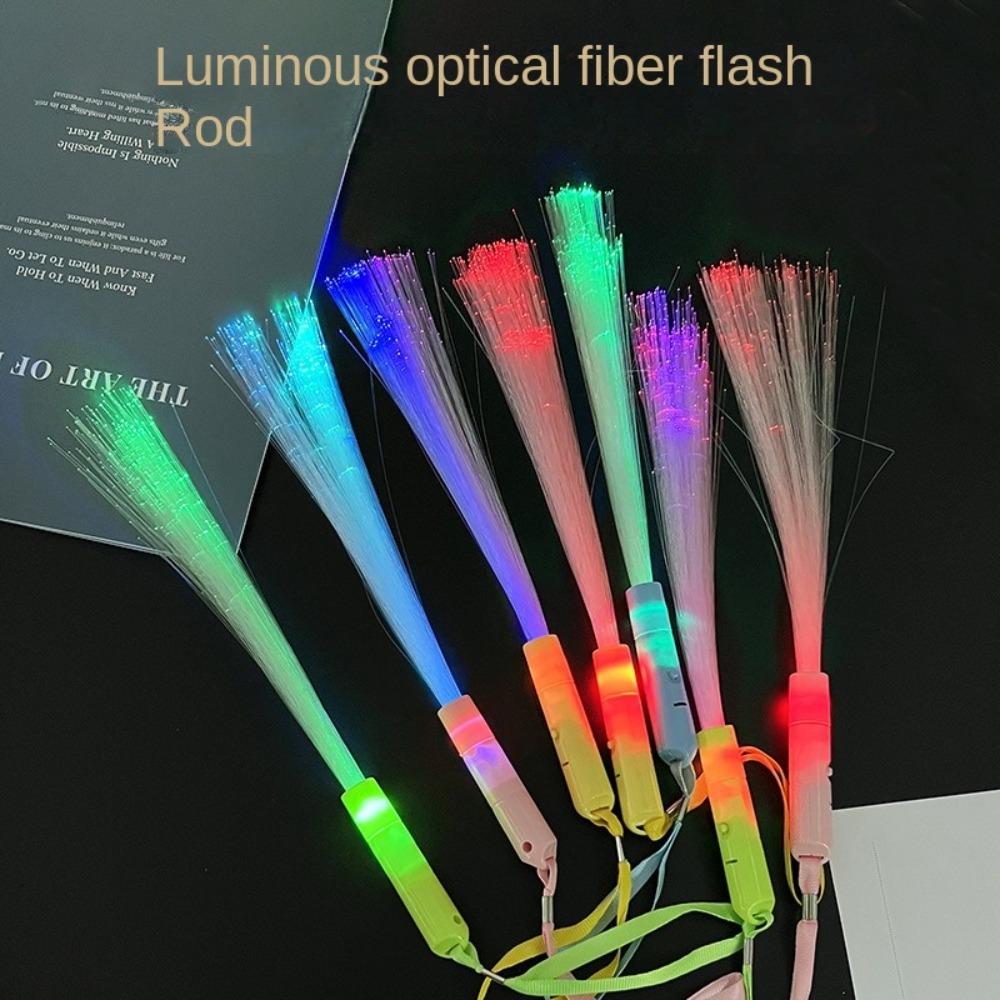 4pcs New Year LED Fiber Optic Stick Luminous Rod Glow Fiber Optic Wands Colored Lasting Christmas Decorations Party Supplies