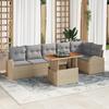 VidaXL 7-piece Garden Dining Set with Beige Cushions PE Rattan Acacia 3349594