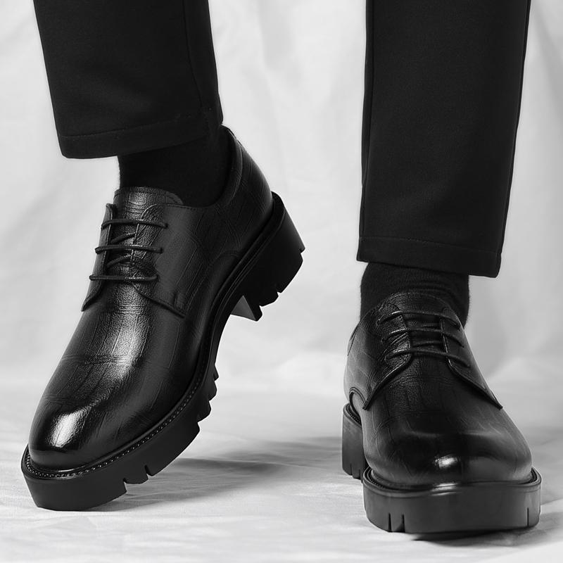 Fashion Lace-Up Business Formal Shoes Anti-Slip Comfortable Flats Male Wedding Party Work Shoes Classic Men's Leather Oxford Dress Shoe