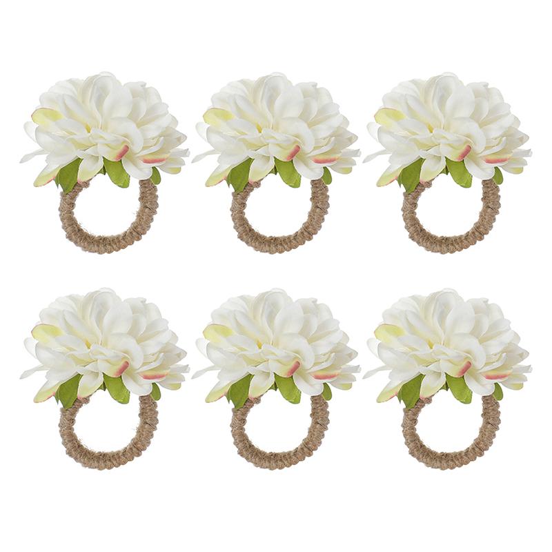 6Pcs Flower Napkin Holders Rings Artificial Floral Napkin Rings Handicraft Flower Napkin Rings Table Decoration For Wedding