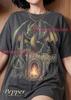 Feminism Dragon Fantasy Castle Comfort Colors® Tshirt, Mythical Creature Fire Vintage Bootleg Retro 90s Graphic Streetwear Tee