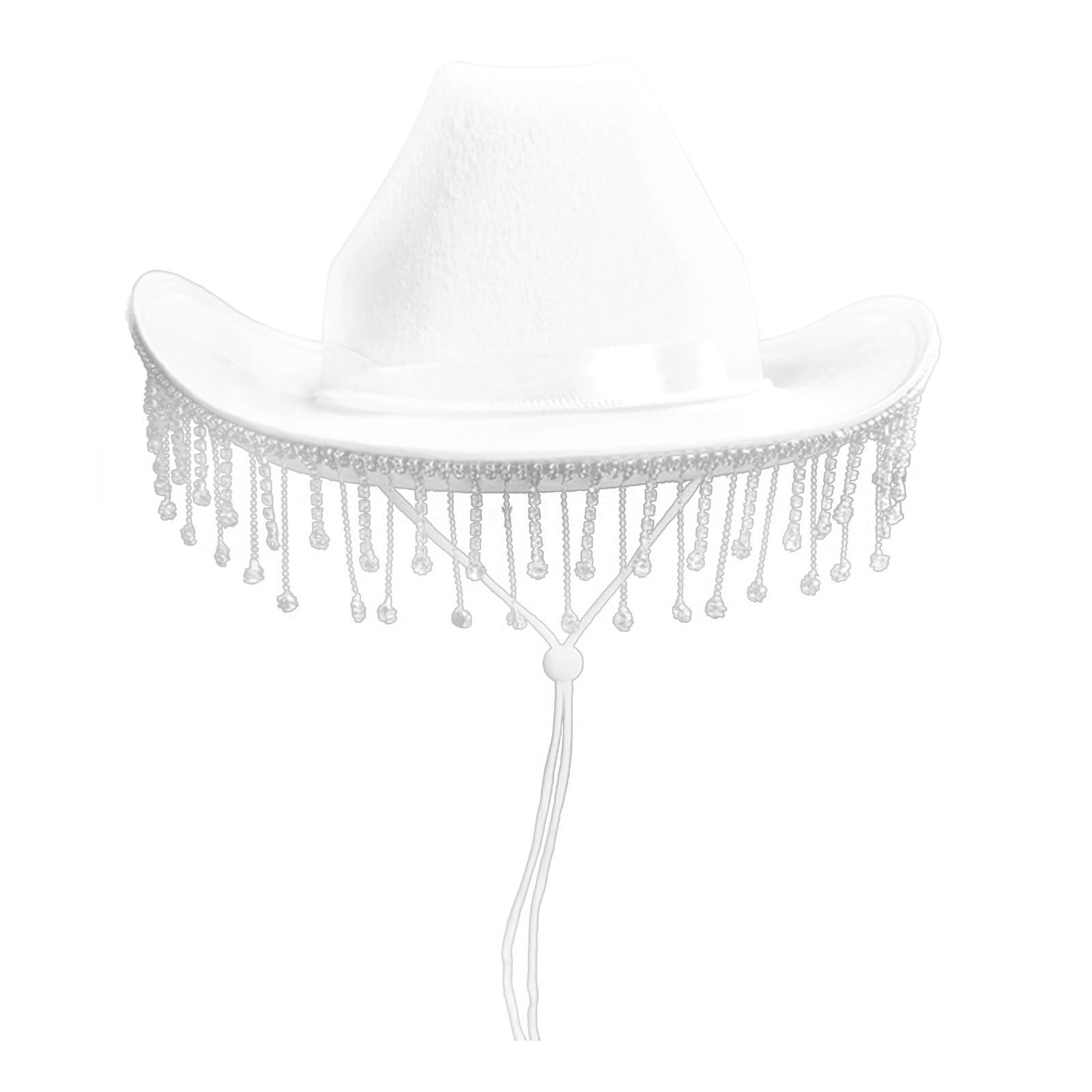 

Cowboy Decor Cowgirl White Hat for Halloween Hat Blinking Rhinestone Bridal