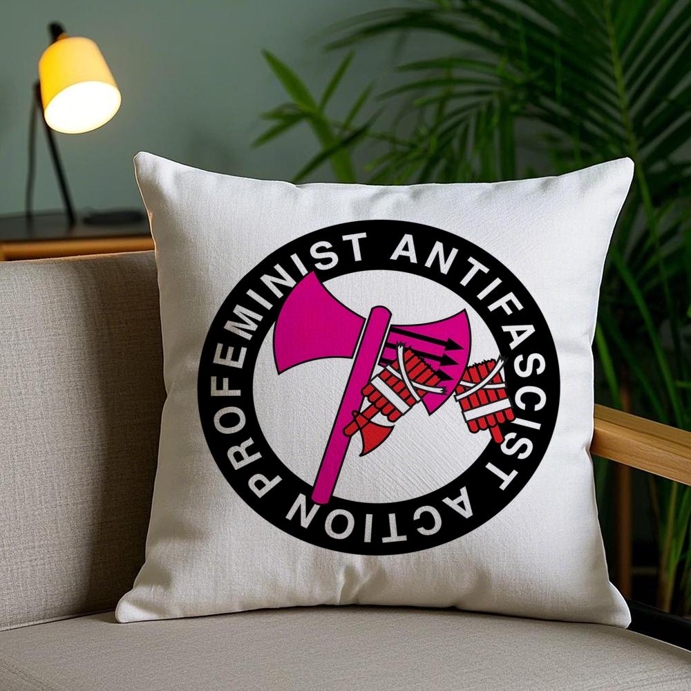 Antifascist Flag Anti-Racism Cushion Cover Plush Fabric Soft Double-Sided Printed Invisible Zipper Sofa Pillow Case Home Decor