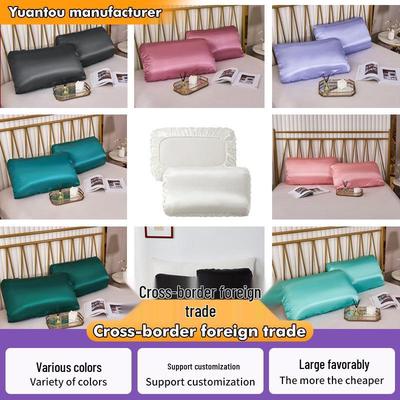 Jednokolorowa poszewka na poduszkę z jedwabiu satynowego z gumką i opcjami haftu na zamówienie