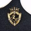 New Vintage Rhinestone Small Crown Brooch For Men's Suit Corsage Horse Lapel Pin Badge Clothing Decor