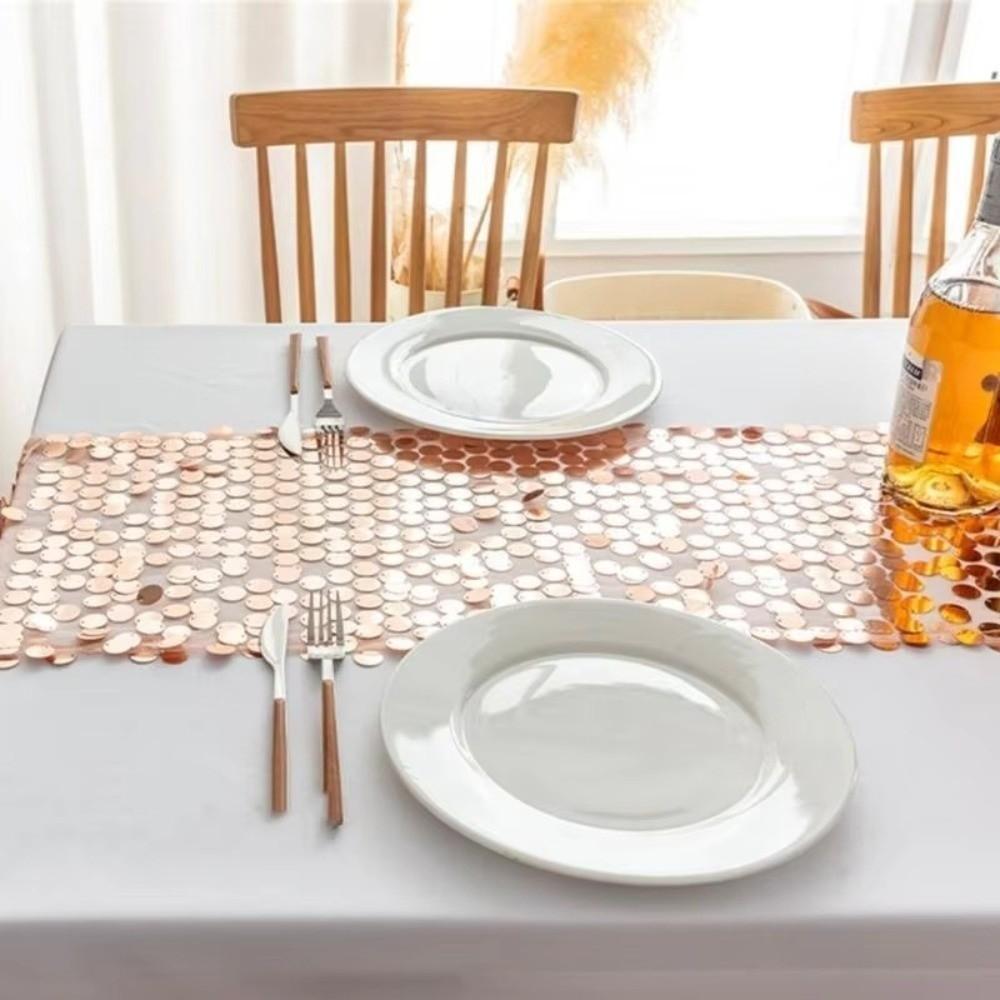 Sparkling Sequins Table Runner Luxurious Glitters Table Cover  Underwater Themed Parties