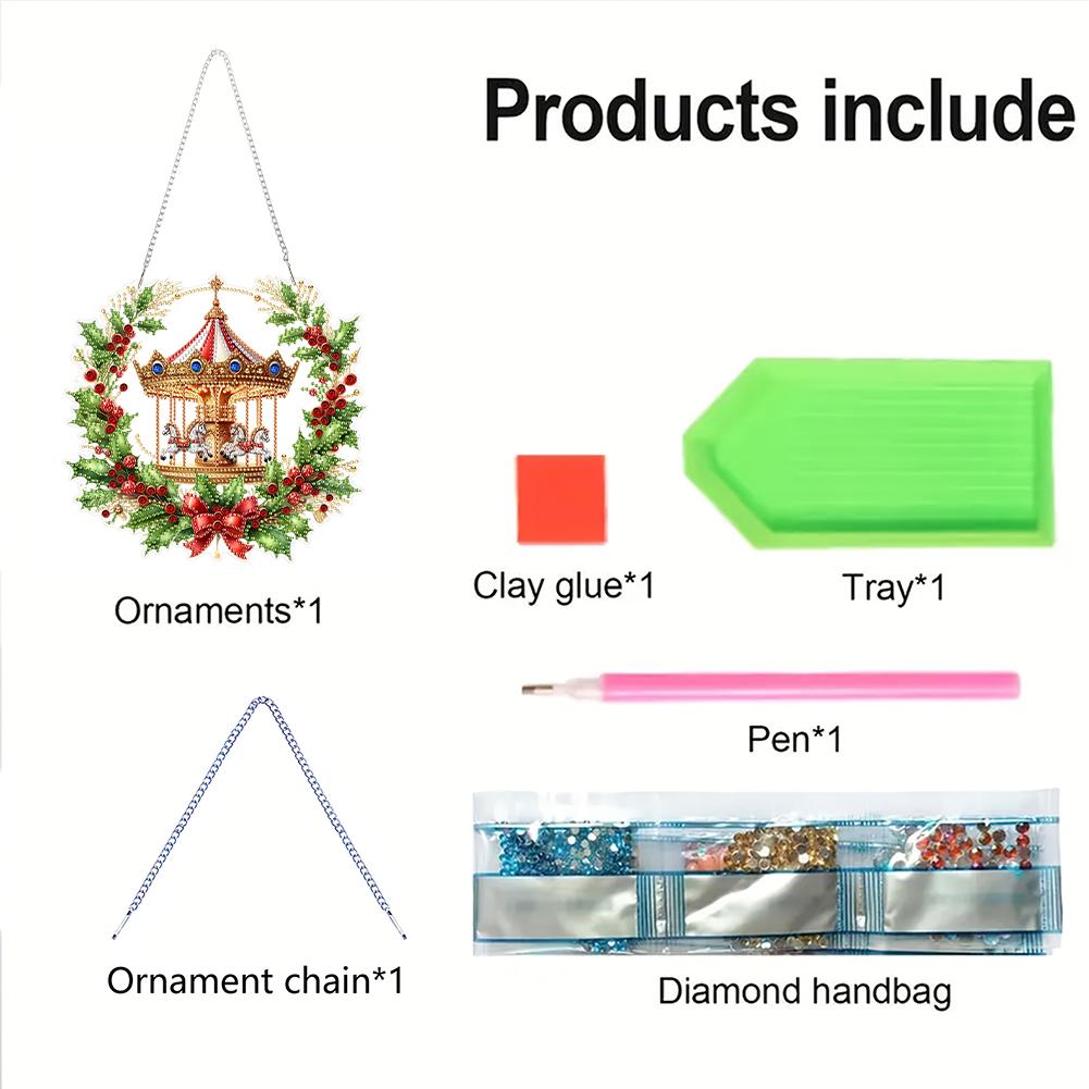 Christmas DIY 2D Flat Acrylic Special Shaped Hanging Diamond Art Kits Diamond Art Pendant for Window Home Garden Wall Door Decor