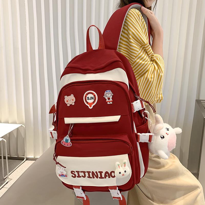 Schoolbag for Children Elementary School Students Burgundy Middle School Students Junior High School Girls Backpack