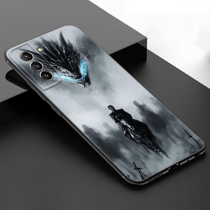 Dragon Mother Thrones Black Silicone Phone Case For Samsung Galaxy S23 S21 S20 FE S24 S22 Ultra S10E S10 S9 S8 Plus