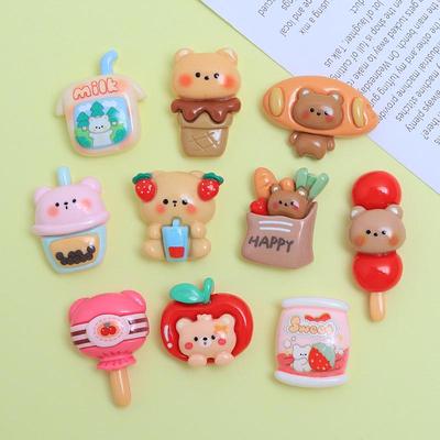 Cute Bear Cartoon Resin Food & Cream Glue Shoe Buckle for DIY Jewelry & Hairpin Accessories